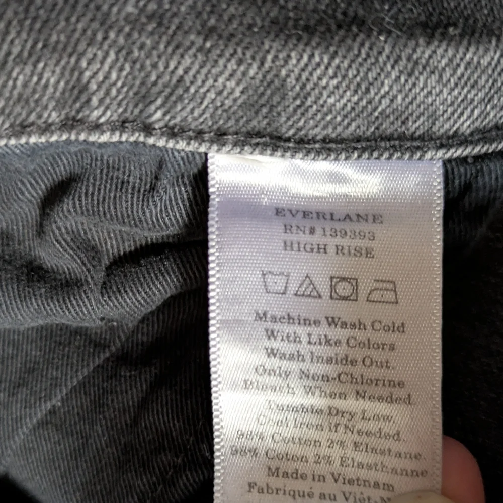 Everlane High Rise Ankle Washed Grey Black Jeans 31